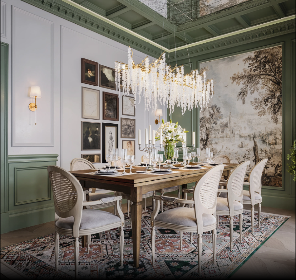 Verdant Classicism Dining Room interior Design